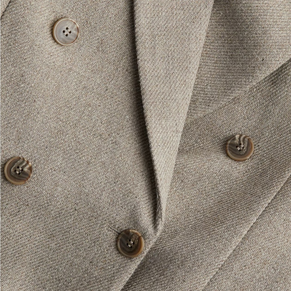 H&M Edition Beige Double-Breasted oversized Blazer - Picture 2 of 3